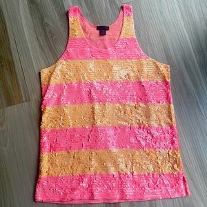 J. Crew collection sequin pink peach tank top nwot xs